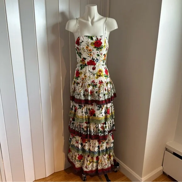 Alice Olivia Valencia Dew Floral Spaghetti Strap Maxi Dress